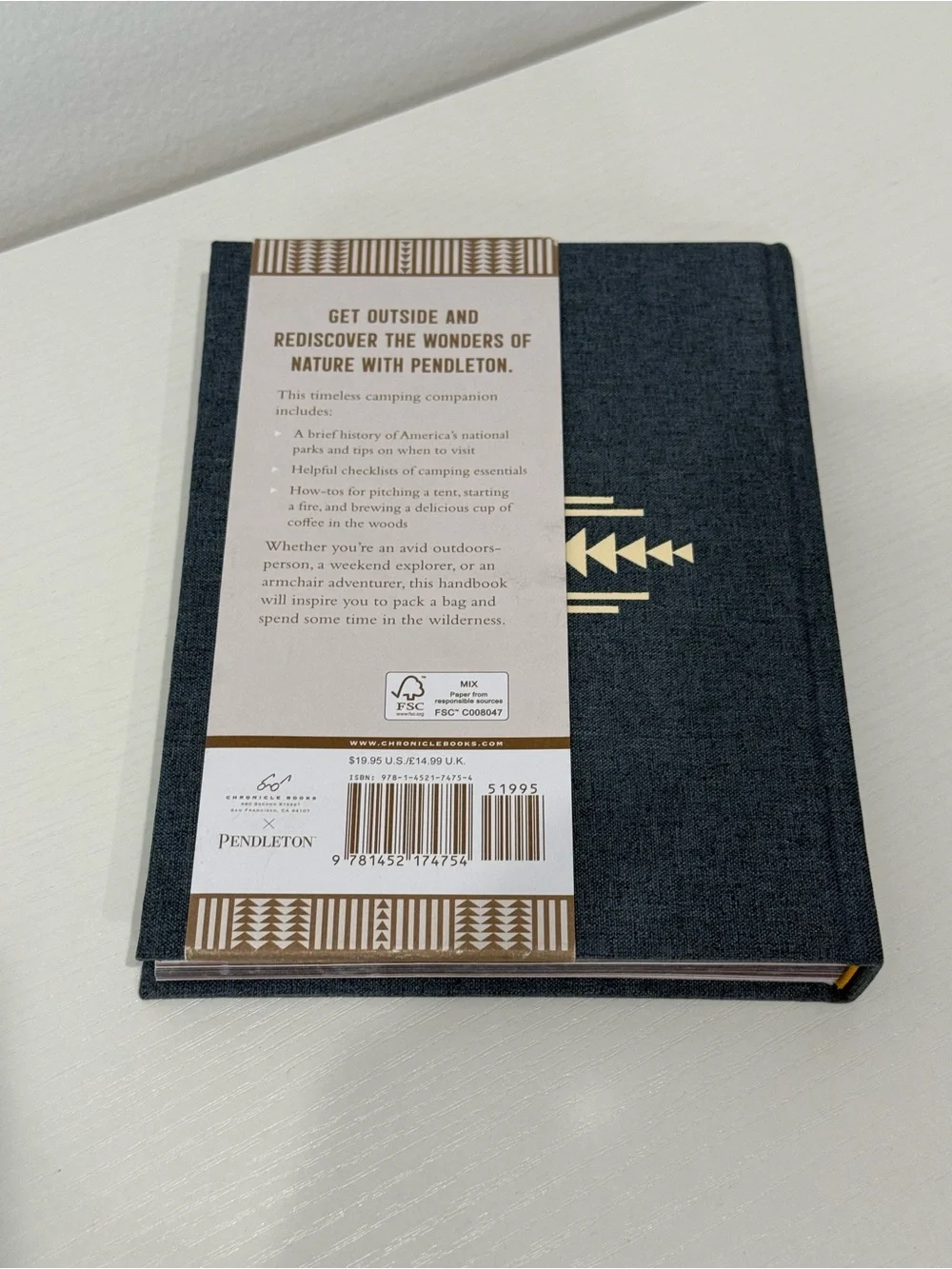 Pendleton Camping Field Guide — Navy, Gold & Cream Patterned Edge